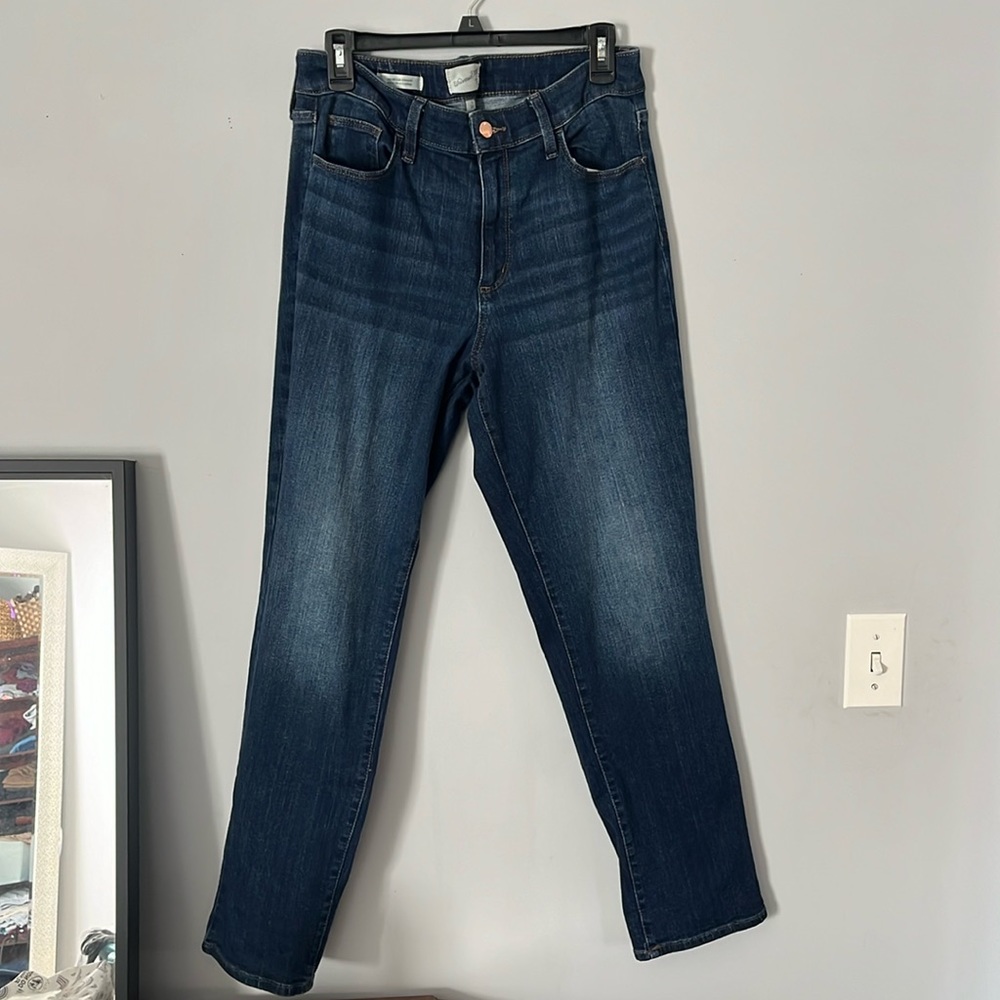 High rise slim straight jean